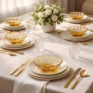 Vintage Hazel-Atlas Amber Glass Bowls - Set of 6